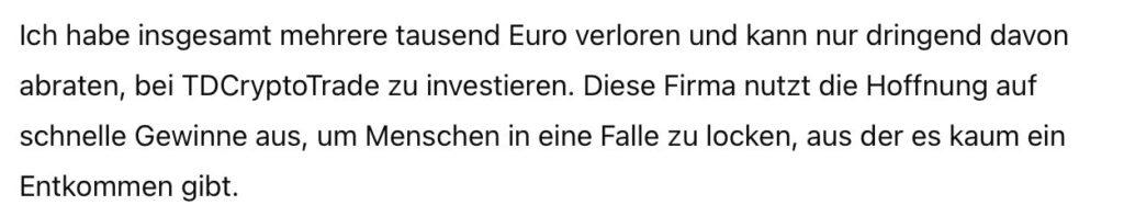 TDCryptoTrade 1 Bildschirm